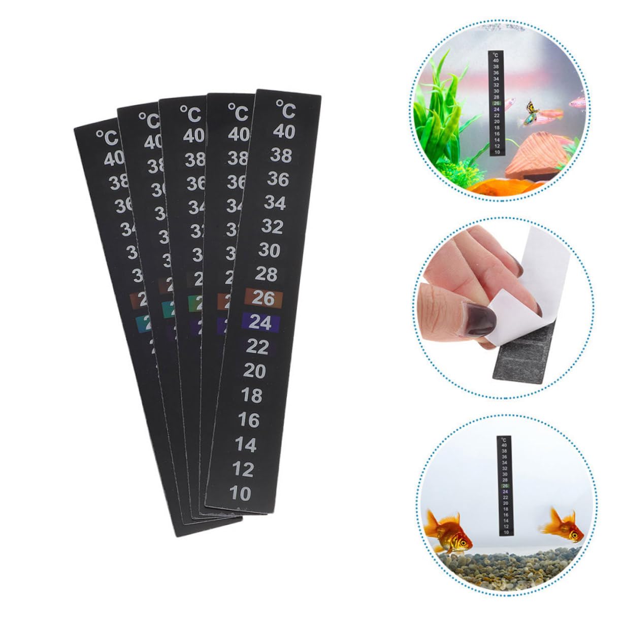 12 piezas Pegatinas Termómetro Digital para Acuario de Usar Autoadhesivas Medición de Temperatura para Peceras y Acuarios