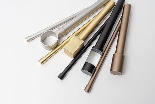 Miniatura 5 de Best Home Fashion Barra de cortina decorativa de doble metal de 1 pulgada de diámetro con remate de anillo circular, barra de cortina de metal doble