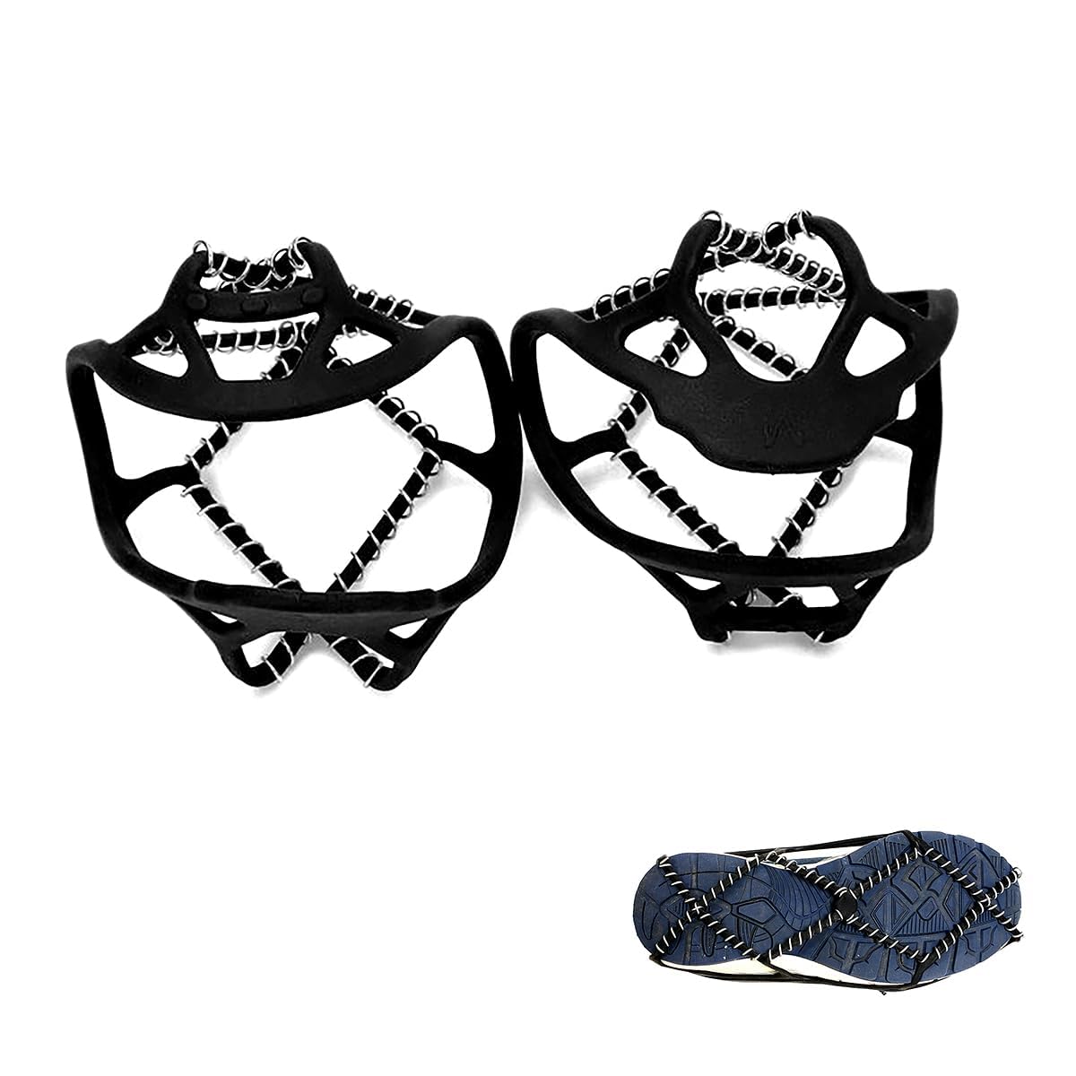 Hopzab Stainless Steel Non-Slip Ice Gripper for Shoe, Universal Gripper Spikes for Outdoor Winter Hiking Walking Jogging Fishing.