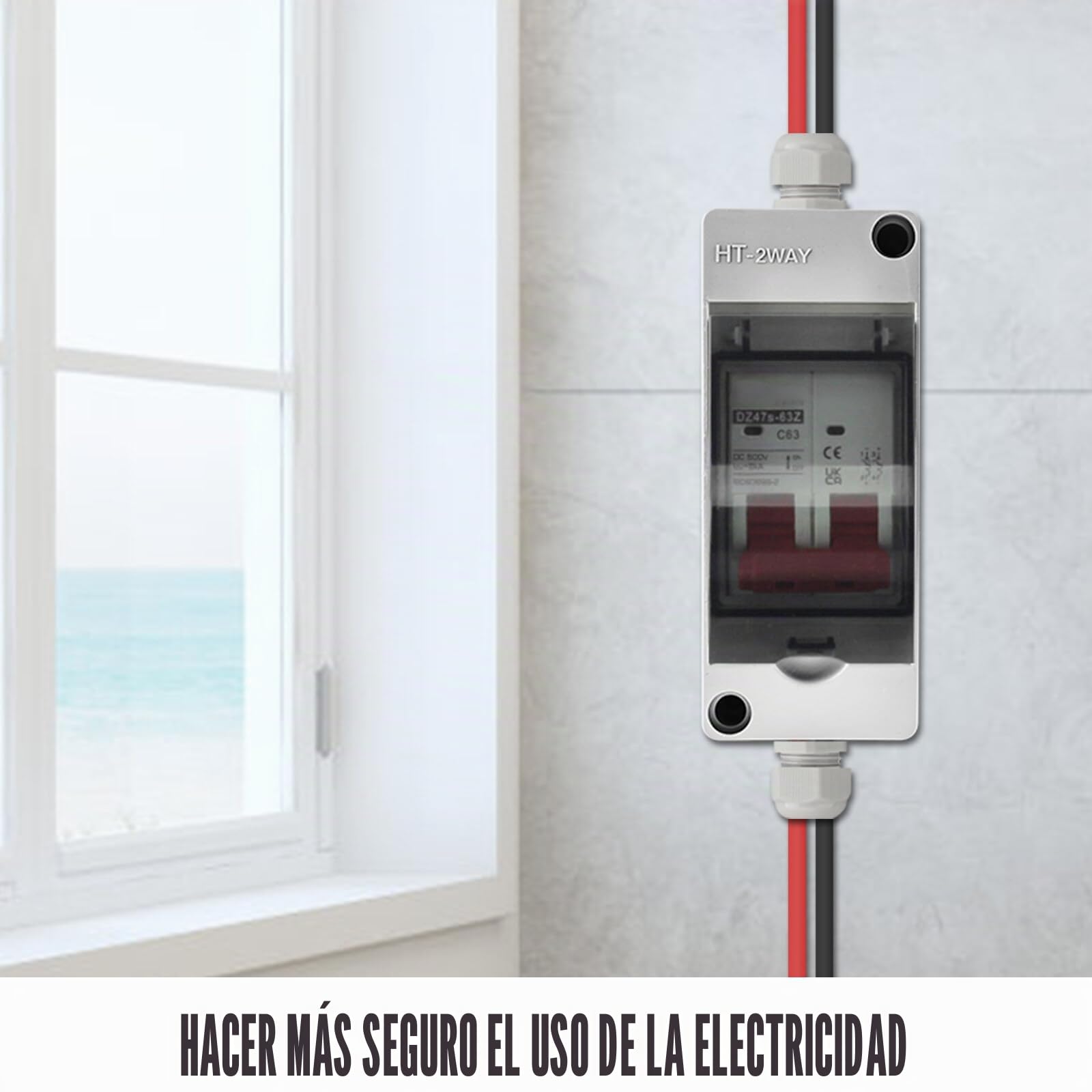 Disyuntor DC Planta PV: Interruptor de Separación DC de Fusibles Automático para Circuito PV 32 A 500 V - Módulo Fotovoltaico, Instalación Solar Central de Balcón