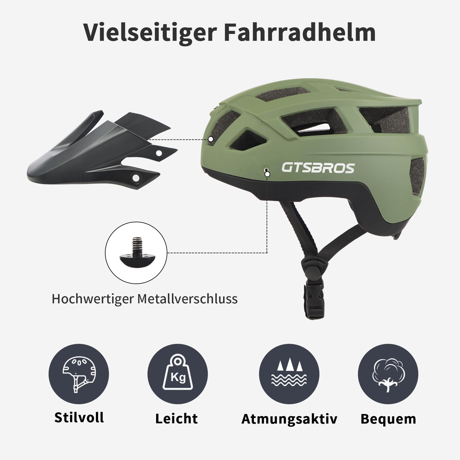 Casco da mountain bike, con visiera, leggero, per uomo e donna, con doppia tecnologia Inmould, per adulti