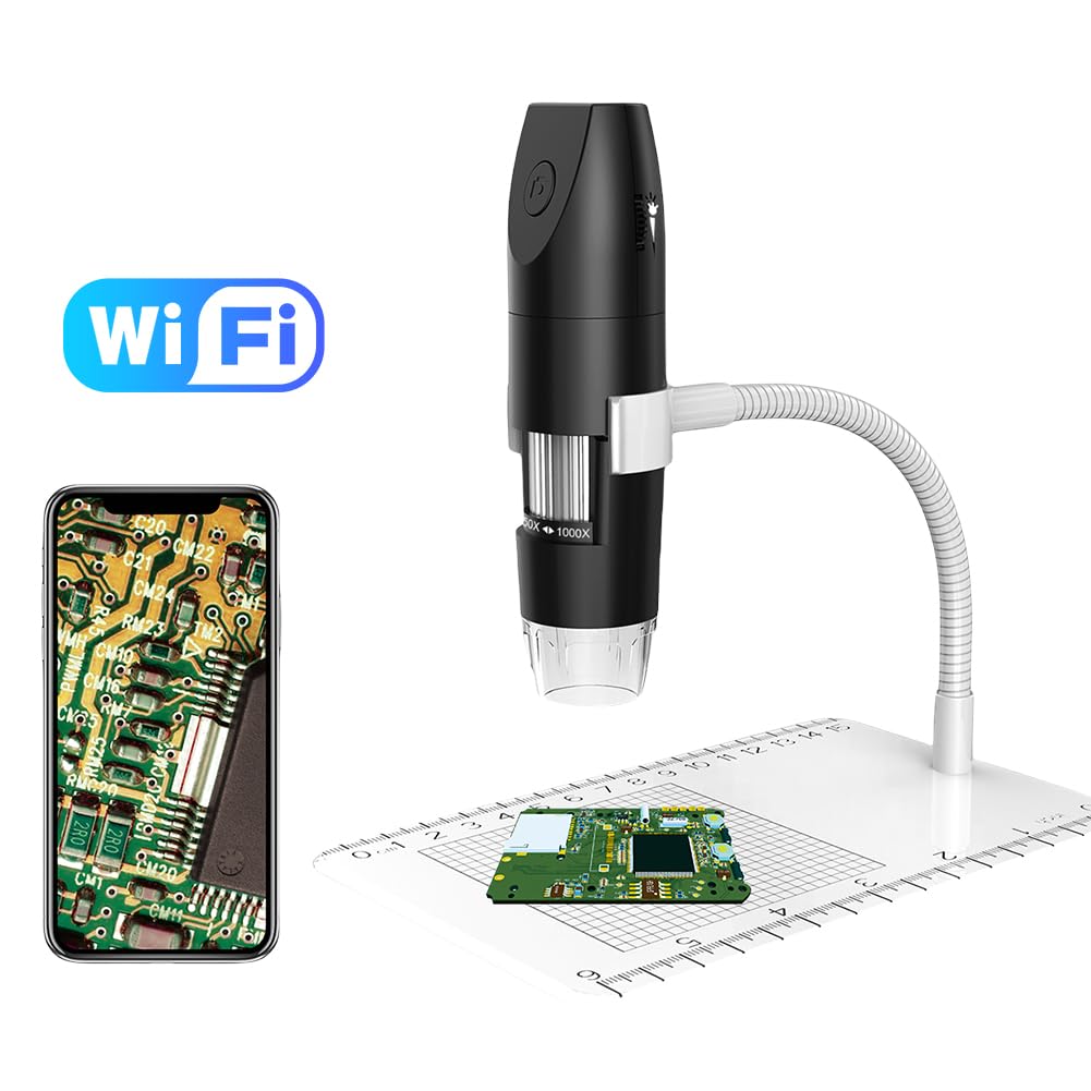 Microscopio digitale WiFi USB 1000X con microscopio da 4,3 pollici e 8 luci LED per microscopio a saldatura