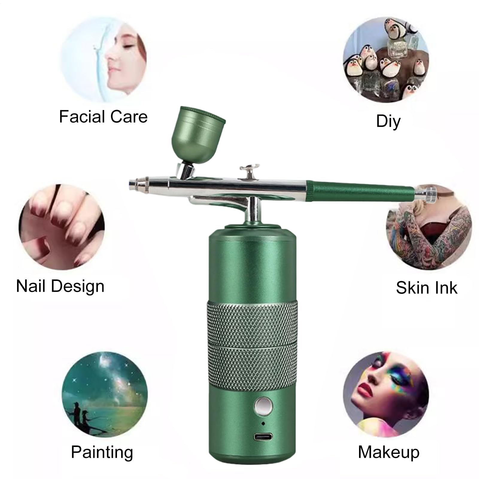 Aerograf Do Paznokci Przenośny zestaw natrysku farb | Bezprzewodowy aerograf do manicure, makijażu, malowania twarzy, dekoracji tortów, malowania samochodów, modeli, włosów,