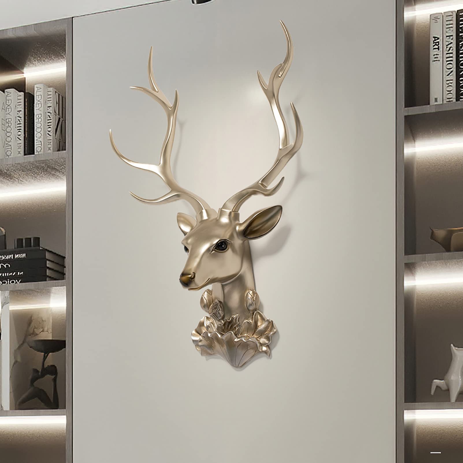 Amazon.co.jp: LJHSS 鹿の頭の壁の装飾、壁取り付けの動物の頭、鹿の角