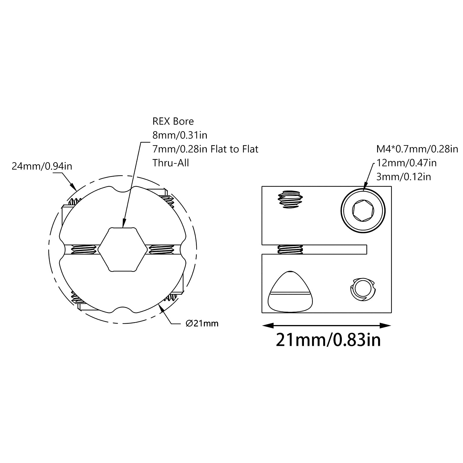 Aluminiumlegierung Hohe Belastung Flexible Kupplung Sechskant-Wellenkupplung Wellenzubehör (8mm Sechskantloch auf 8mm Sechskantloch)