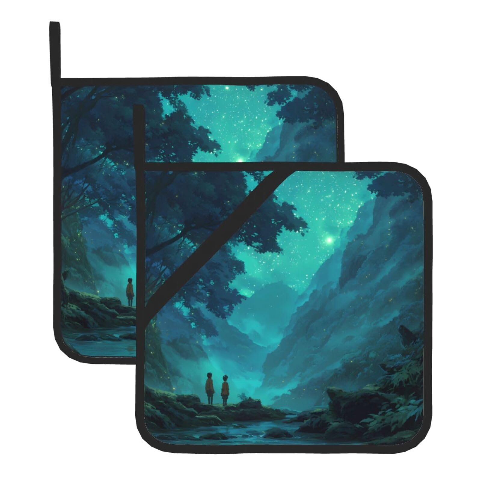 Night Valley Square Heat Resistant Trivet Set Thick and Durable for Baking Barbecue Cookware Oven