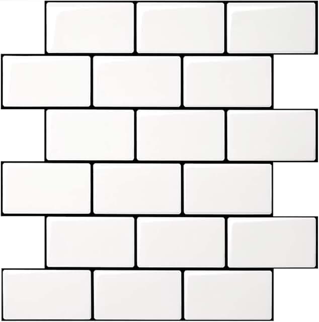 Art3d Peel and Stick Backsplash for Kitchen White Subway (10 Tiles, Thic...