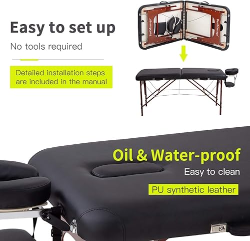 Miniatura 10 de Camilla de masaje portátil profesional para reiki 77pulgadas de largo y 30pulgadas de ancho acolchado de 4pulgadas