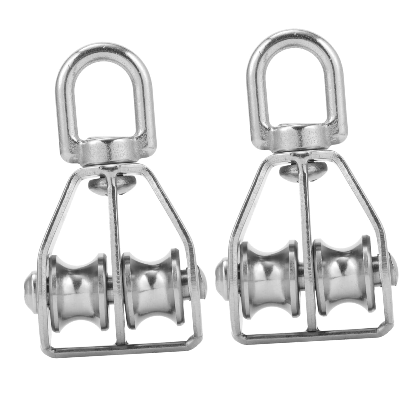 NAMOARLY 2 Pcs Stainless Steel Pulley Double Pulley Transportation Supplies Accessory Pulley Heavy Rigging Towing Wheel Swivel Pulley Wire Rope Cable Loading Silver 304 Stainless Steel