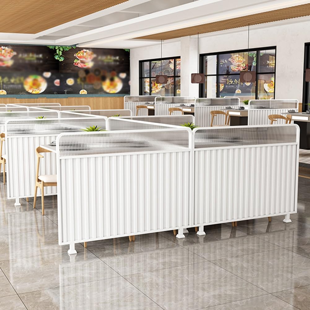 Przegrody działowe do restauracji, żelazny separator, dekoracyjne szkło w paski, ścianka działowa, niskie ogrodzenie do przedpokoju, białe, 80 x 100 cm