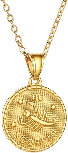 GOLDCHIC JEWELRY Gold Zodiac Necklace for Women Men, Constellation Coin Horoscope Astrology Pendant Necklaces Lucky Jewelry