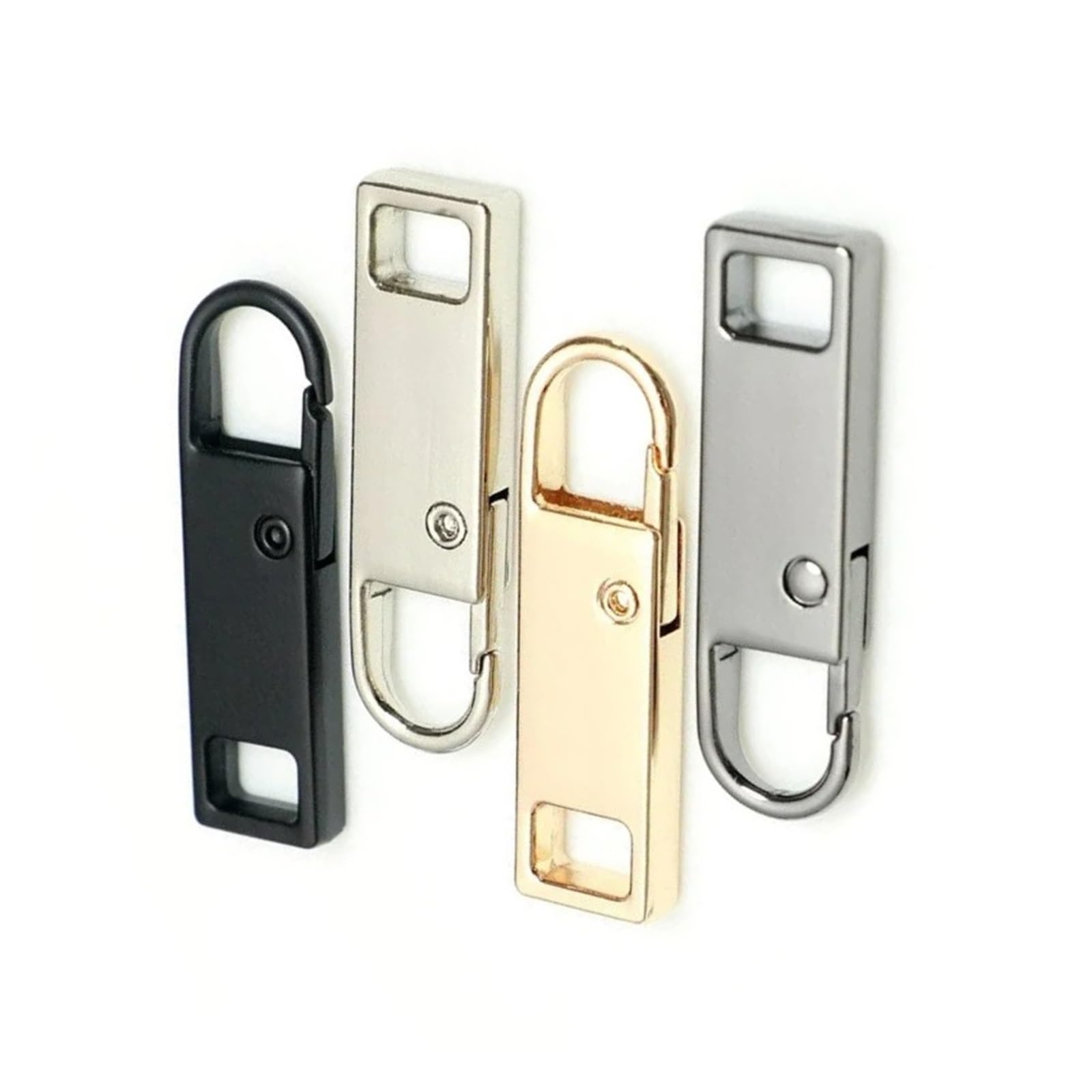 Recambios para tiradores de cremallera, Paquete de 4 deslizadores cabeza cremallera extraíbles metal for bolsos y repuestos ropa, multicolor(Golden-4pcs)