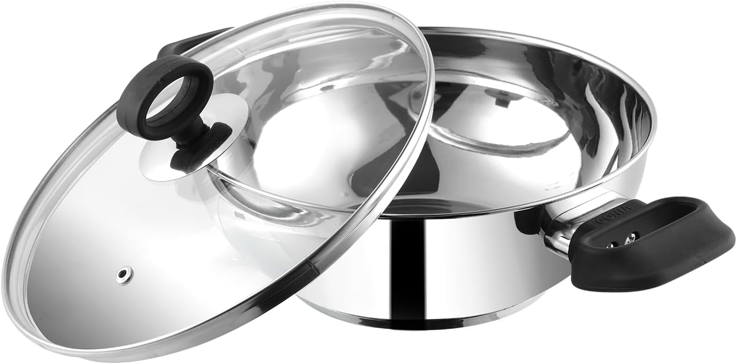 Vinod SS Kadhai Deluxe Induction Bottom 26cm SS lid