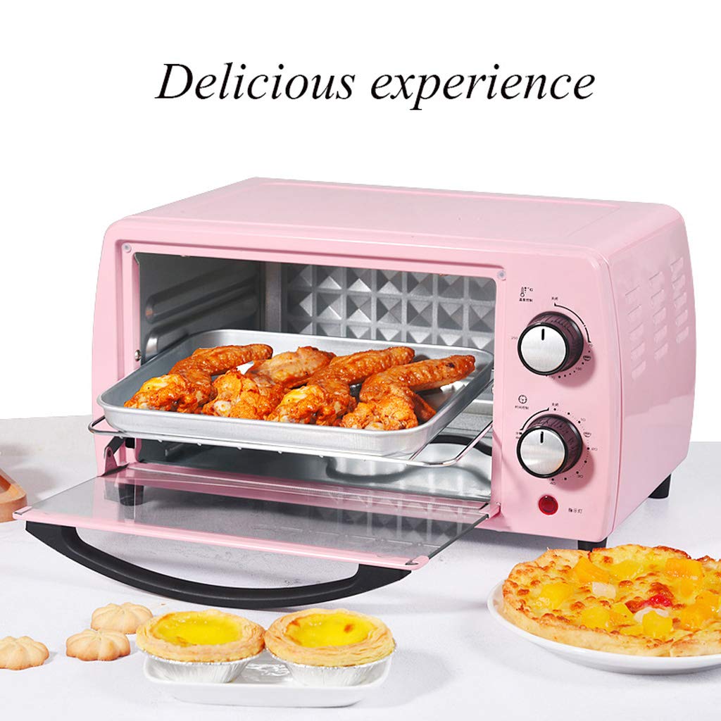10l Mini Forno Elettrico Multifunzione Domestico Automatico Porta In Vetro Temperato/S-Tipo In Acciaio Inossidabile Doppio Tubo Manopola Di Controllo Del Riscaldamento/Temperatura