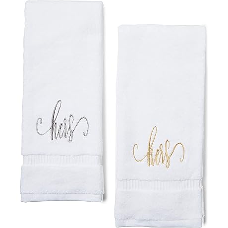 Juvale Hers and Hers Monogrammed Hand Towels Wedding Gift for Lesbian Couple Women