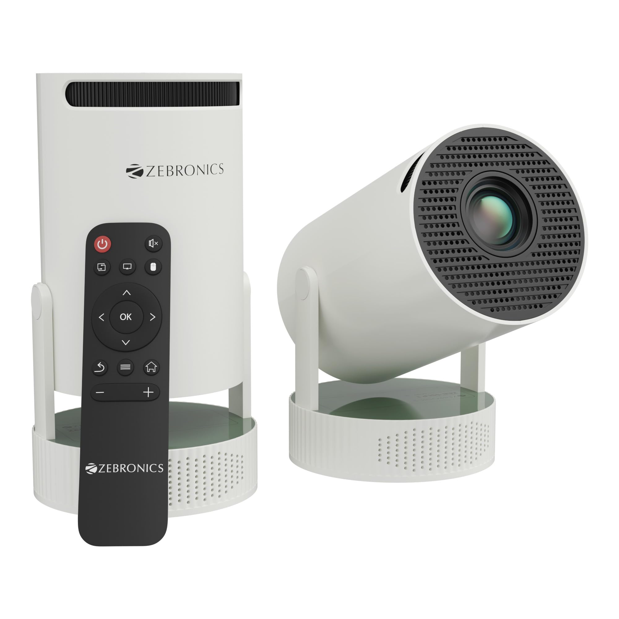 Zebronics Rechargeable Smart Projector, 4K Support, Built-in Battery Upto 3hr, 4000 Lumens, 381cm Screen, Dual Band Wi-Fi, 720p Playback, Bt v5.4, App Support, Built-in Speaker (Pixa Play 76B)-image-1