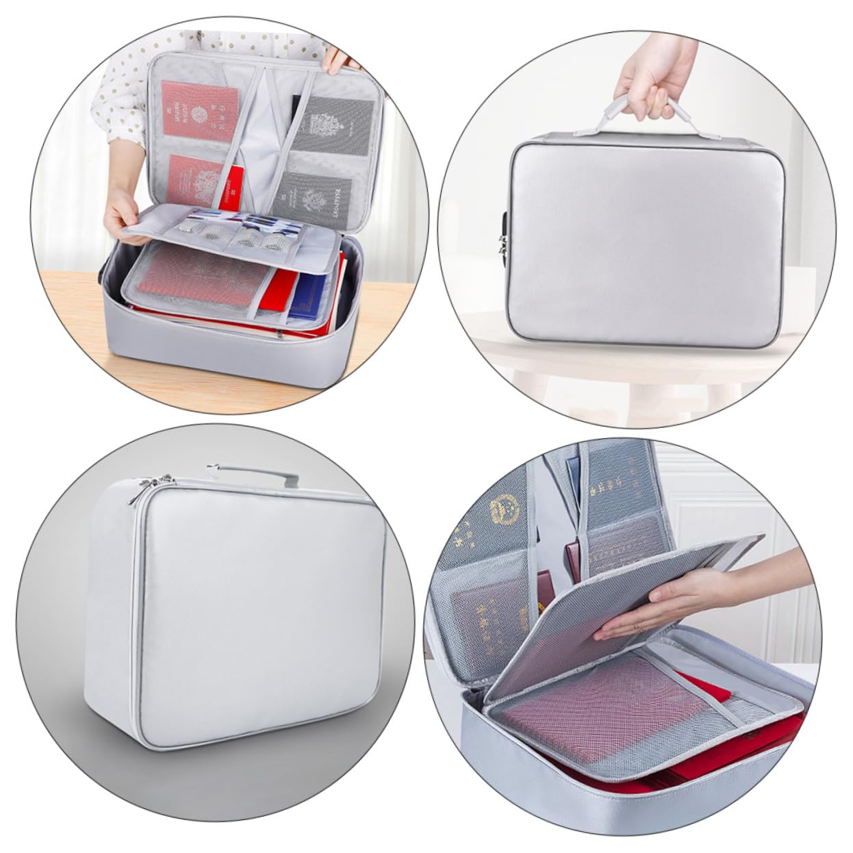 Borsa Porta Documenti Ignifuga di Silicone e Fibra di Vetro Grande Capacità e Cerniera Liscia per Ufficio e Viaggio