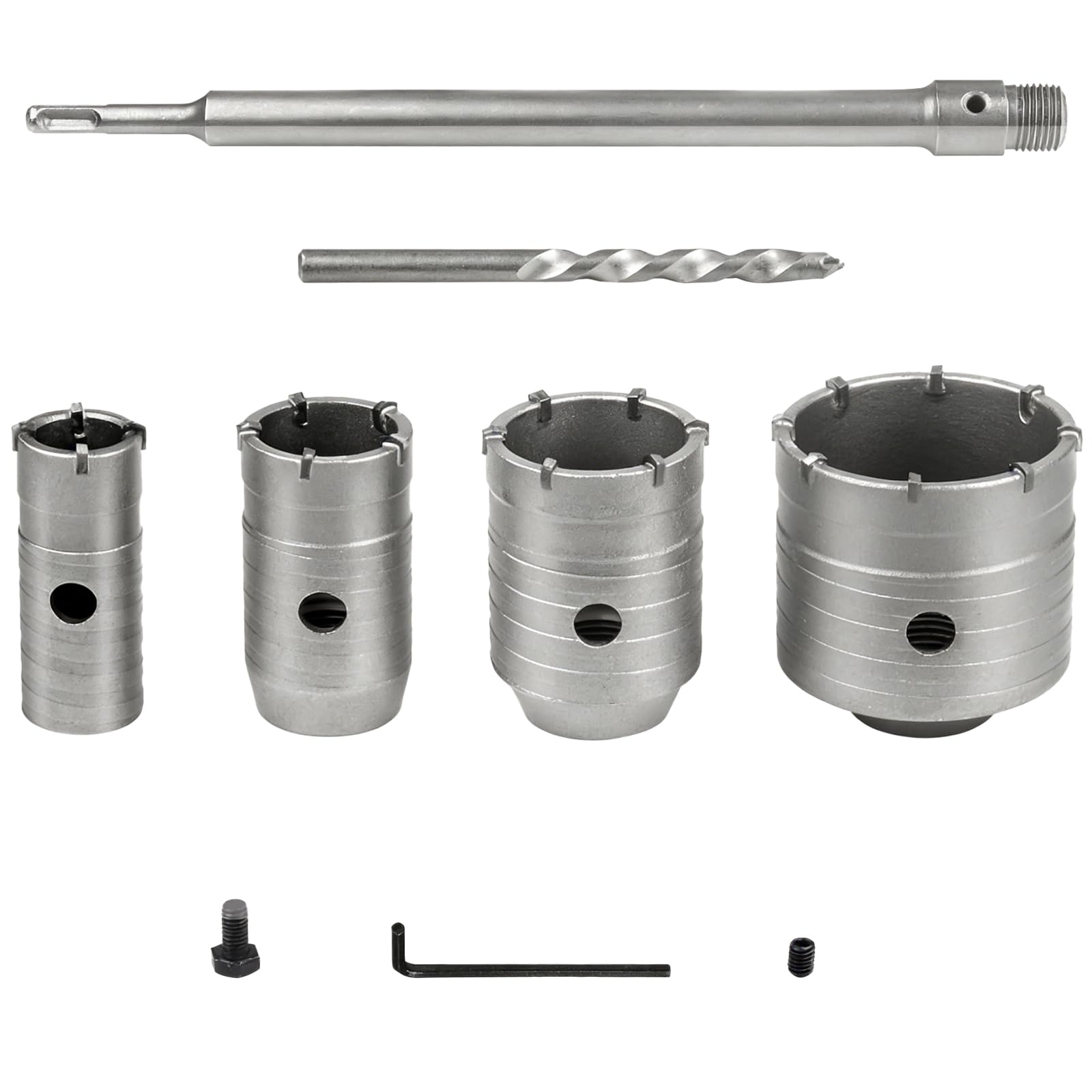 6‑tlg Beton-Kernbohrer-Set, inklusive Lochsägen 1,18–2,68 Zoll, 12,6 Zoll Verlängerungsstange, SDS-Plus-Adapter, stabile Hohlbohrer aus Legierung für Mauerwerk, Ziegel, Zement, Stein und Fliesen