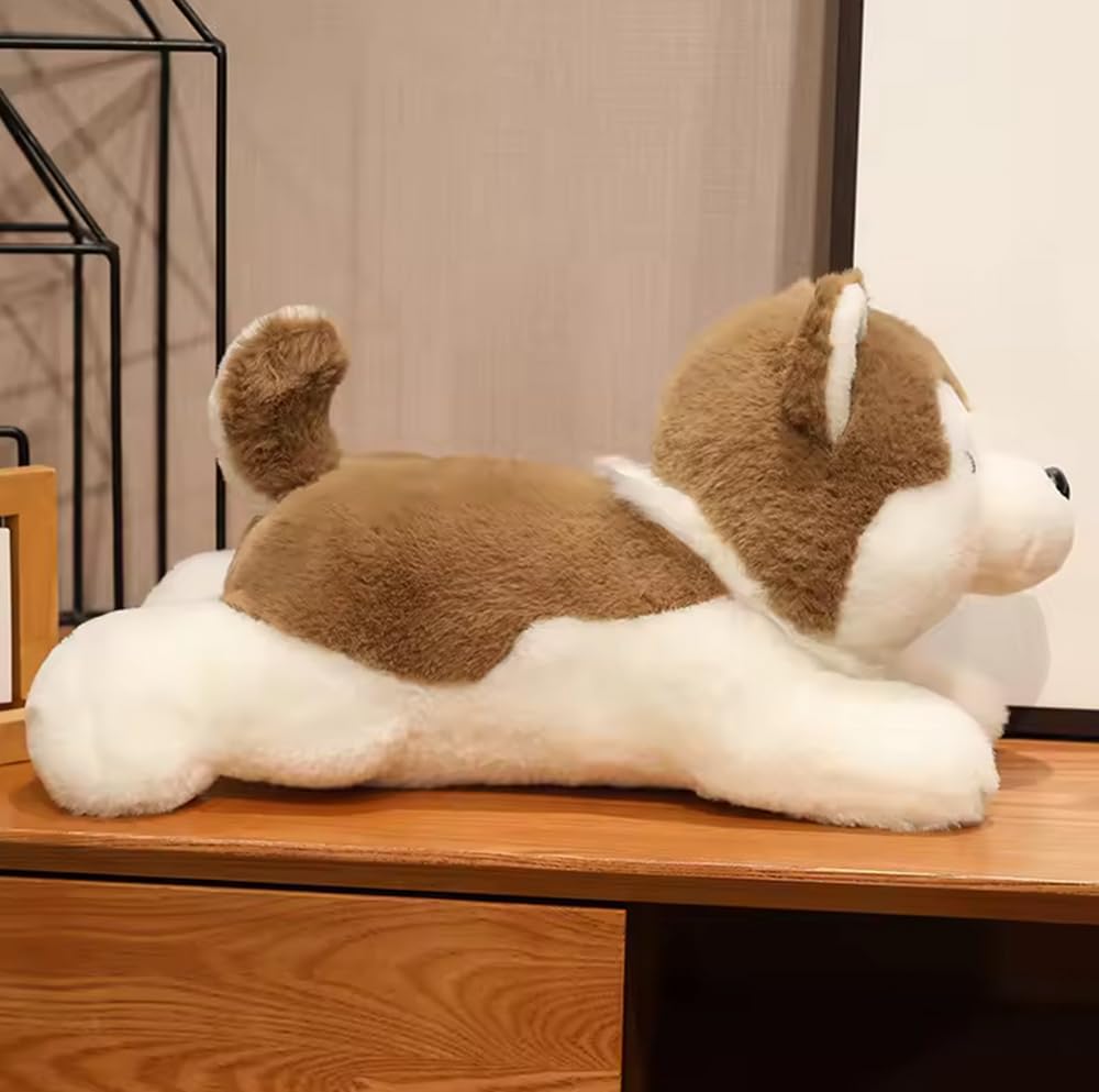 Tikwisdom Stuffed Animals-Dog, Super Soft Husky Doll, Cartoon Cute Dog Plush Toy, Length 28cm (brown) - Image 4