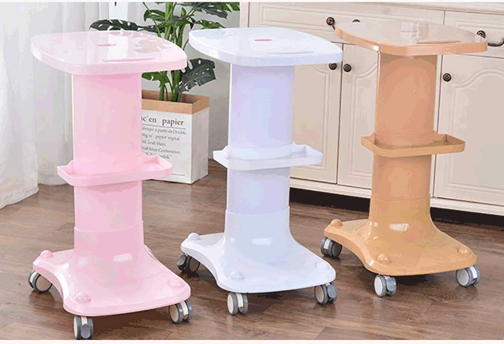 DFEDHF Multifunctional Portable Movable Cart,Service Cart Abs Beauty Carts on Wheels, Heavy-Duty Beauty Salon Instrument Trolley with Storage Tray, Small Bubble Bracket,Pink, White(Pink)