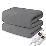 Heated Mattress Pad Queen Size, Electric Mattress Pad Cover w/Dual Control 8 Heating Settings, Bed Warmer w/ 4 Auto Shut Off Settings, UL Certified, Deep Pocket, Machine Washable, Dark Grey