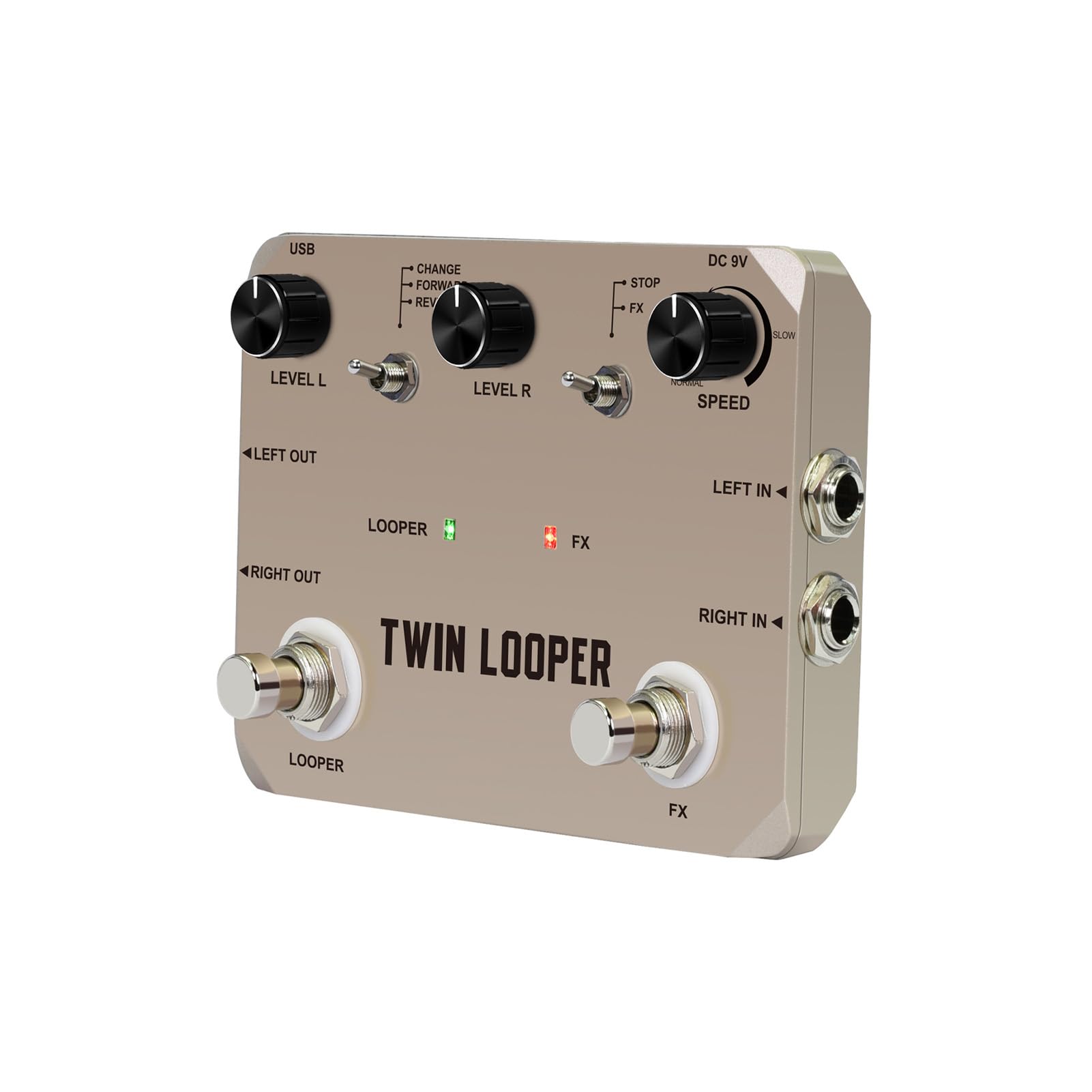RiToEasysports Pedal Looper para Guitarra, 11 Tipos de Reproducción Grabación de 10 Minutos Muestreo de 24 Bits Aleación de Zinc, con 2 Interruptores de Pedal, para Efectos de Guitarra Eléctrica