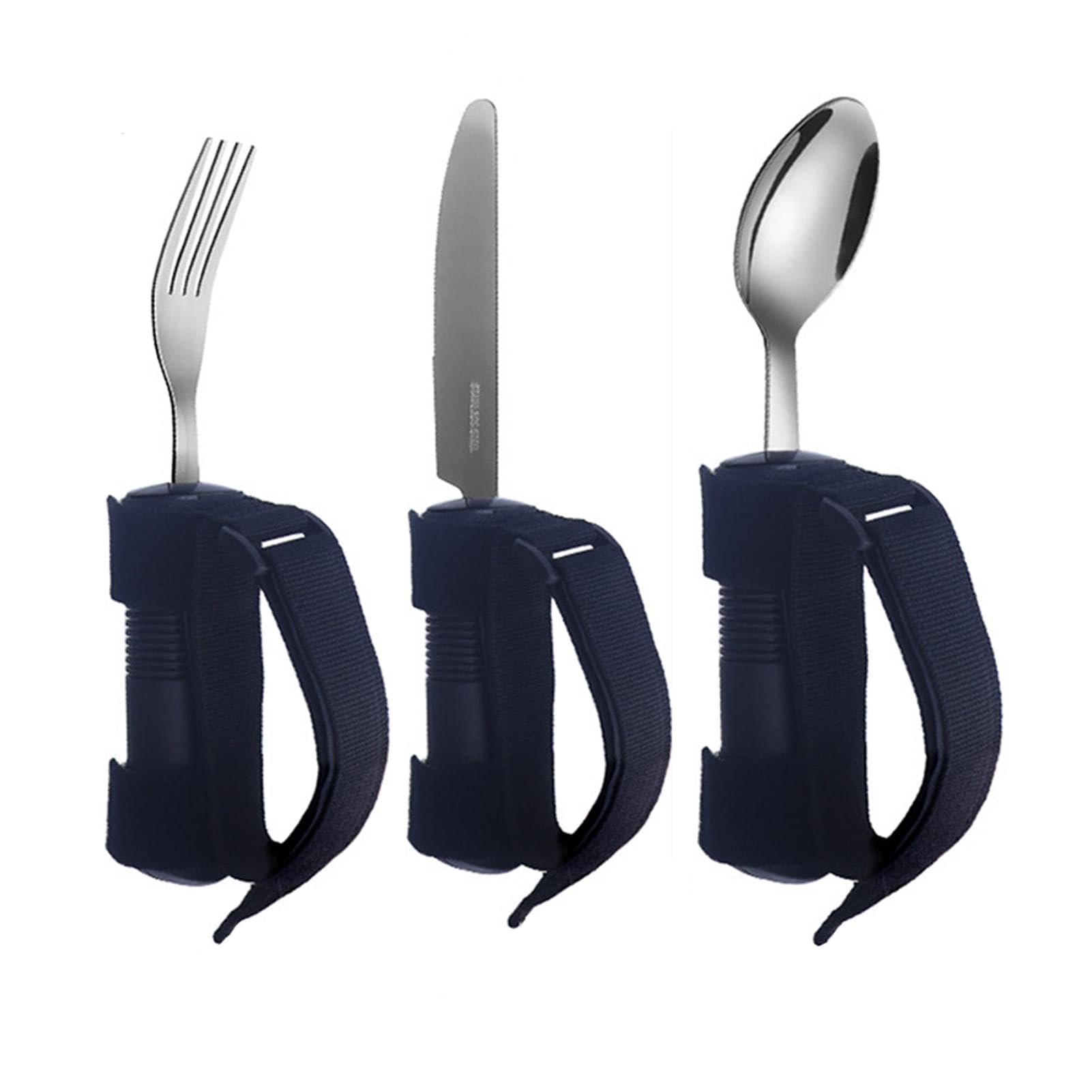 Cubiertos adaptativos para ancianos, 3 utensilios de alimentación para temblores de mano, juego de tenedor de cuchara adaptable para debilidad muscular