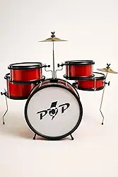 Bateria Infantil Pop 05 Pecas Alumisteel E P.S. Pint Eletro Vermelho Aro Nylon Pele Leitosa - Infant - Luen