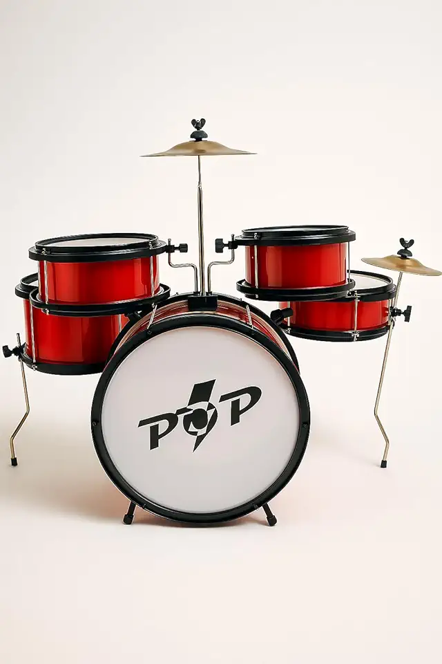 Bateria Infantil Pop 05 Pecas Alumisteel E P.S. Pint Eletro Vermelho Aro Nylon Pele Leitosa - Infant - Luen