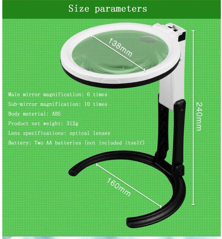 Lente d'Ingrandimento Grande Obiettivo Zoom 5X 10x Nuova Lente d'Ingrandimento Portatile Leggera da 80 mm, Lente per Leggere Hobby Giornali Mappe Monete Artigianato a Maglia