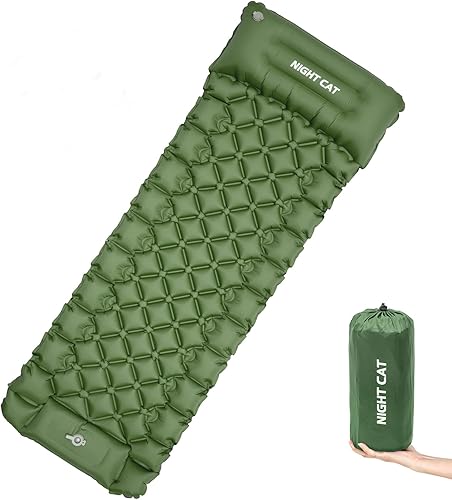 Night Cat Colchonetas inflables con almohada con bomba incorporada, tapete de dormir para acampar, senderismo, ligero, cĂłmodo, extensible, 77 x 25.5 Night Cat Colchonetas inflables con almohada con bomba incorporada, tapete de dormir para acampar, senderismo, ligero, cĂłmodo, extensible, 77 x 25.5