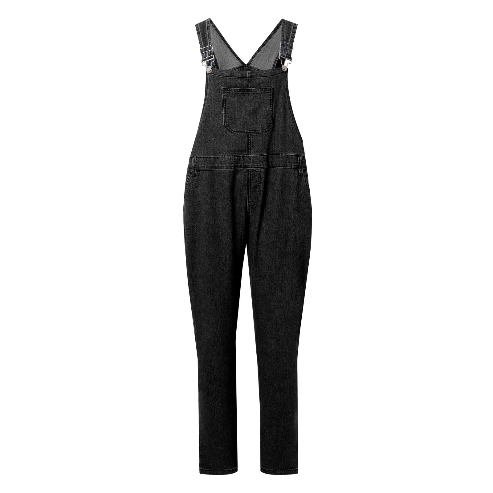 Generisch Pantalones de peto de mezclilla para mujer, sexy, pelele largo, monos