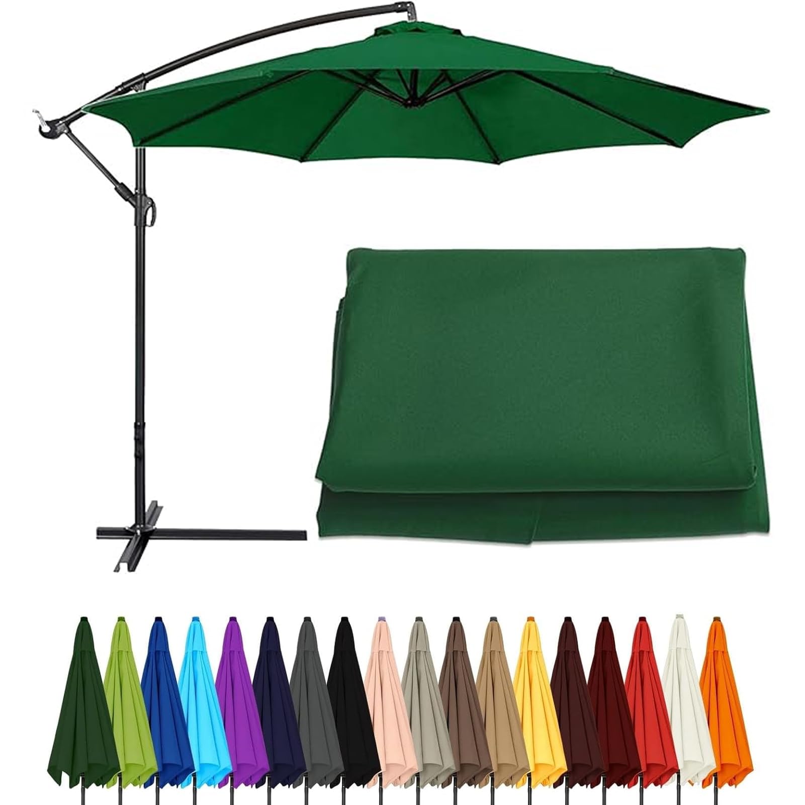EYKWKB Umbrella Canopy Replacement Outdoor Parasol Replacement Canopy Sun Umbrella Fabric Cover with 6/8 Ribs Garden Canopy Cover for Patio Umbrella Parasol covers For Backyard Courtyard Lawn Green
