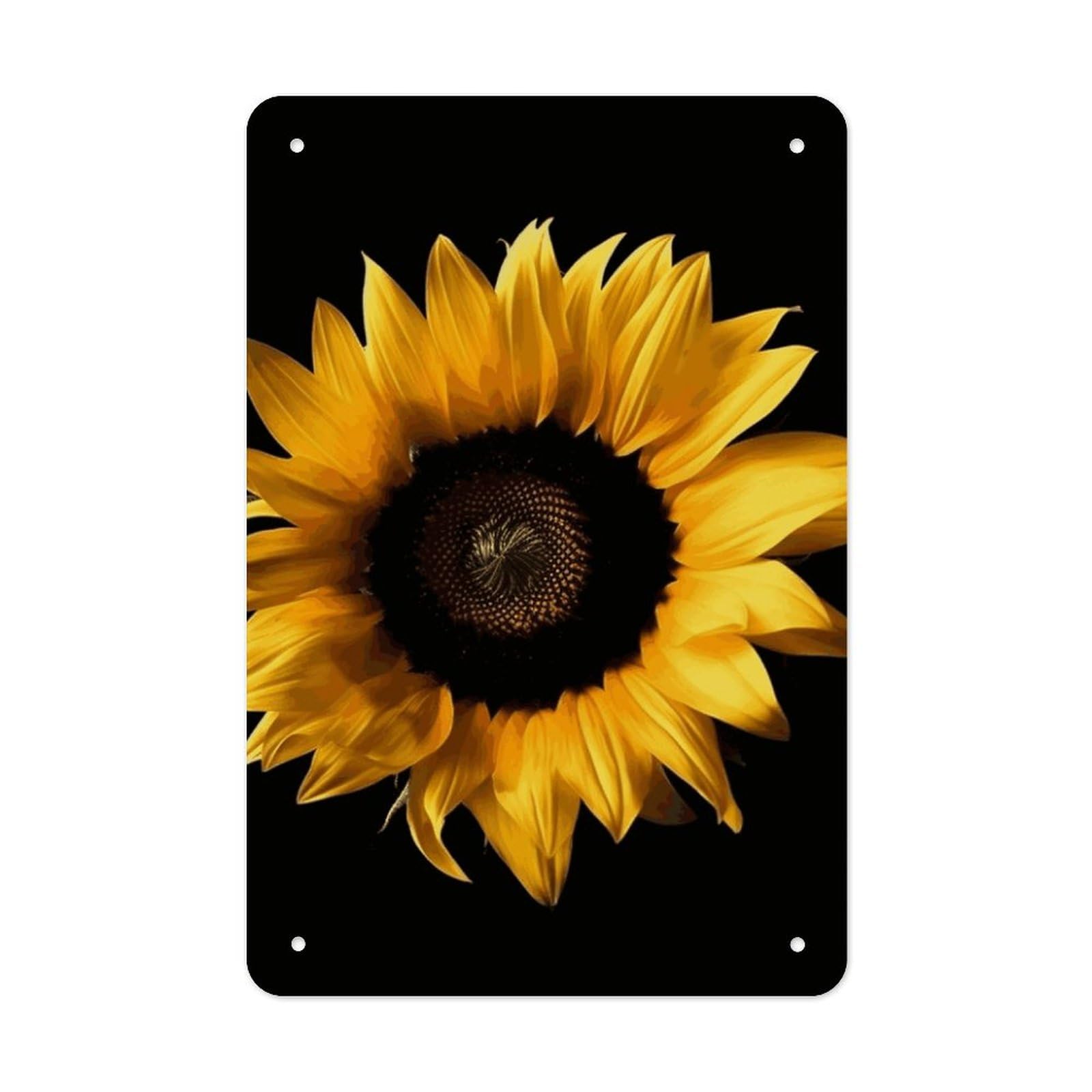 QMNLKH Sunflower on Black Background Plaques for Wall Decor, Personalized Metal Tin Sign for Home, Multifunctional Poster for Office, Fashion Painting for Hallway, Wall Art Pictures, 7.9x11.8Inch