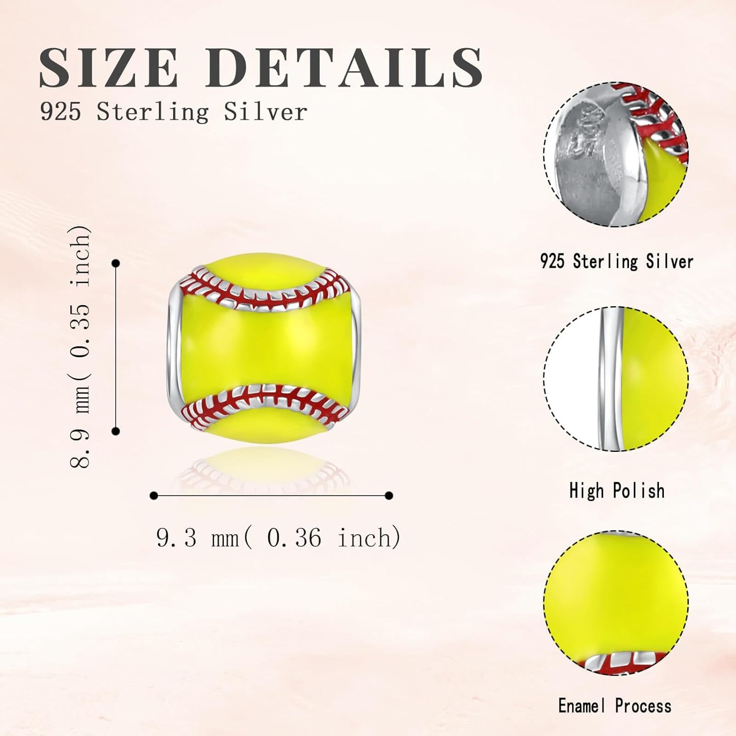 Softball Charm 925 Sterling Silver Softball Bead Charms for Bracelets Sport Jewelry Gifts - Image 7