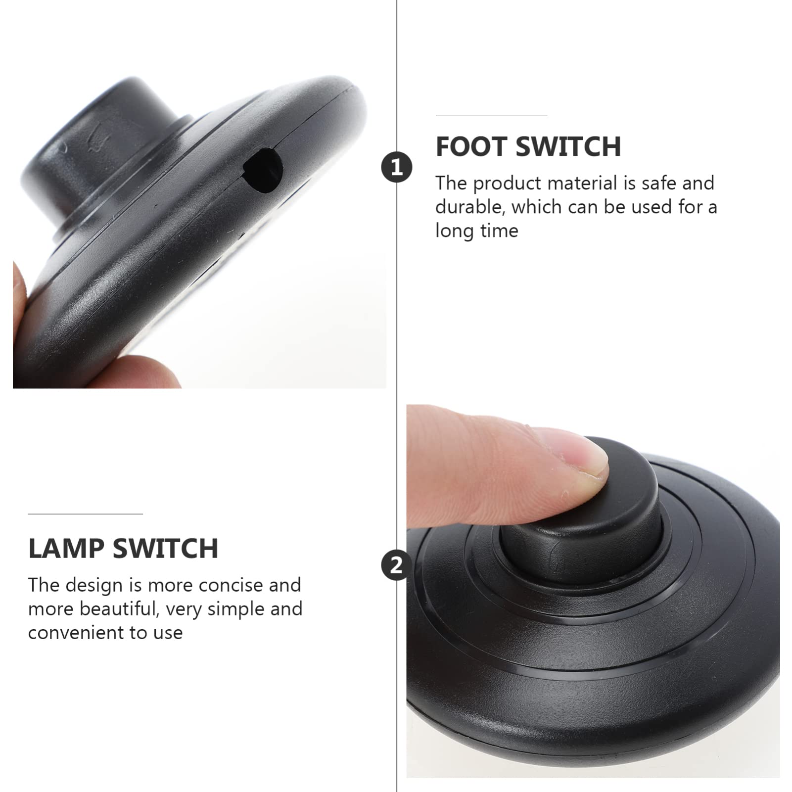 VILLFUL 2pcs Foot Switch Floor Switch for Lamp Pedal Push Button Switch Floor Switch Lamp Floor Foot Floor Lamp Foot Chic Foot for Lamp Foot for Light Foot Lamp Home Foot Plastic Black