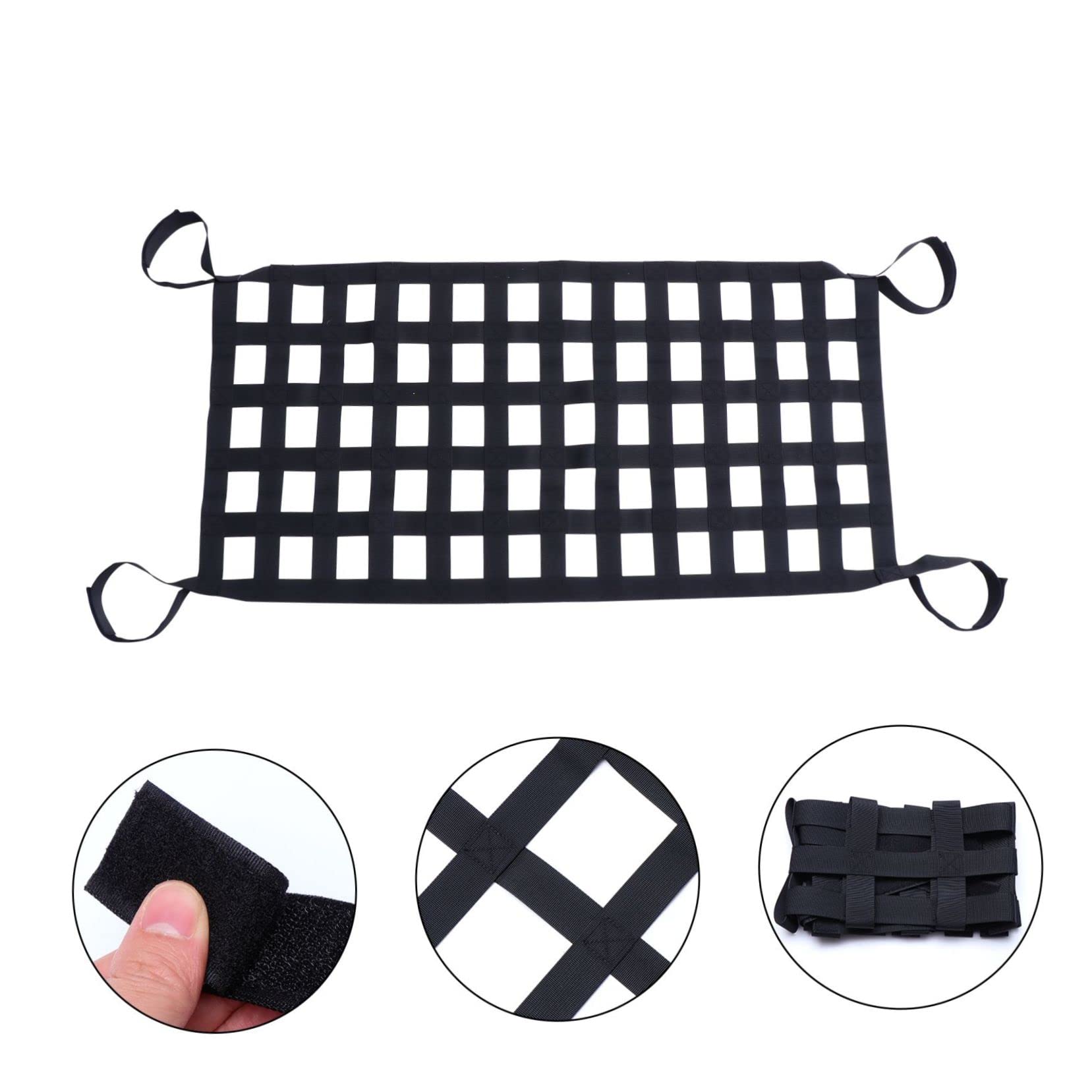 MAGICLULU 1pezzi Rete Portaoggetti per Auto Rete per Tetto Corda Elastica per Carico Imbottita in Organizer per Bagagliaio Auto Tasche in Tessuto
