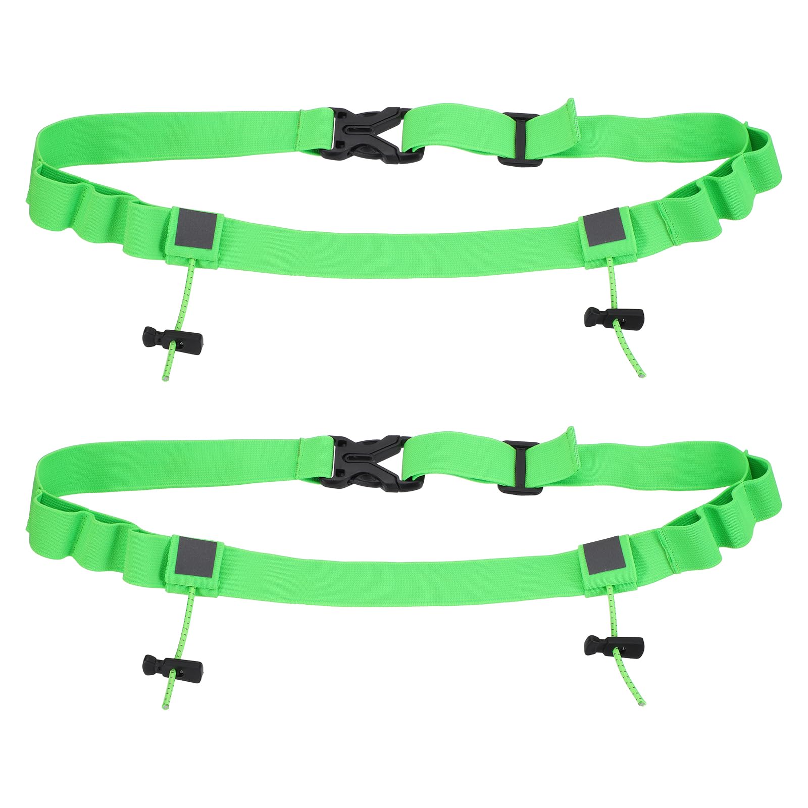 YELARXI Race Number Belt, Elastic Comfortable Running Belts with 6 Energy Gel Loops, Sport Race Bib Holder 2 Pcs & Fluorescent Green-Fitting for (Running/Triathlon/Marathon/Cycling)