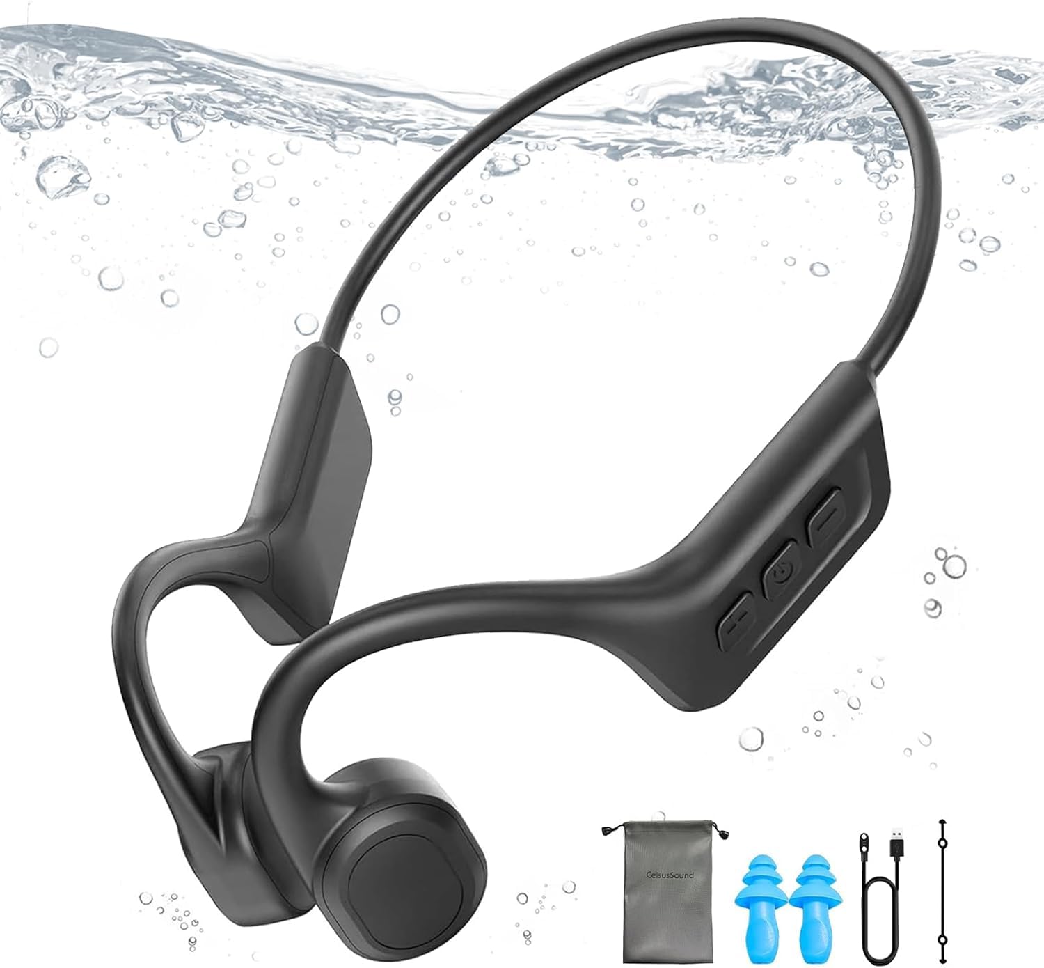 Generic Bone Conduction Headphones Swimming,IPX8 waterproof headphones for swimming with Mic,Built-in 32GB MP3&10 Playtime,Open Ear Wireless Bluetooth