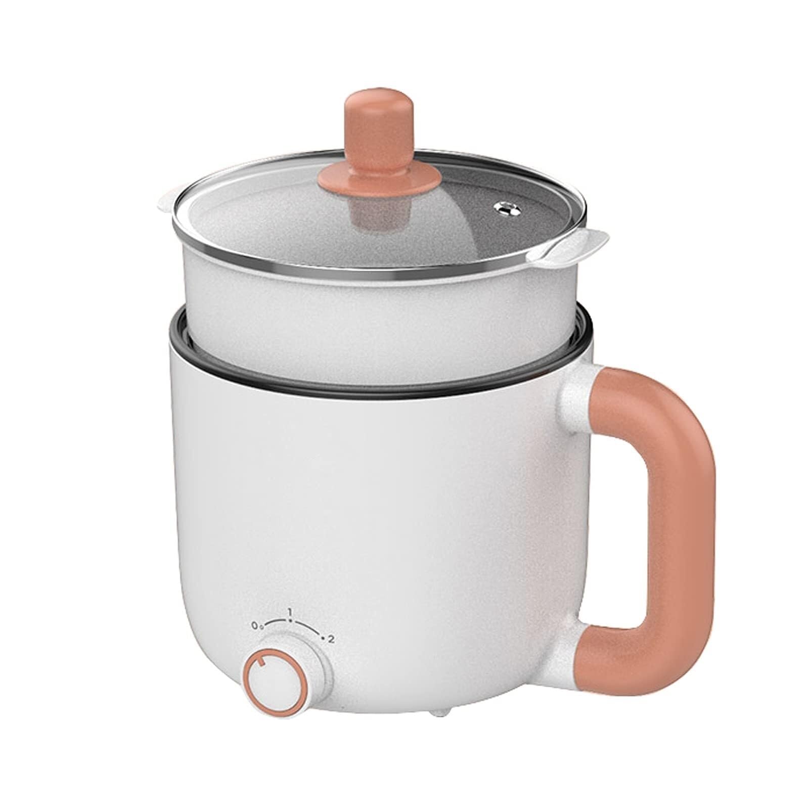 Hot Pot with Electric Burner, Shabu Shabu Pot, Electric Hot Pot, Ramen Cooker, 0.8L Portable Electric Skillet (Without steamer)(With steamer)
