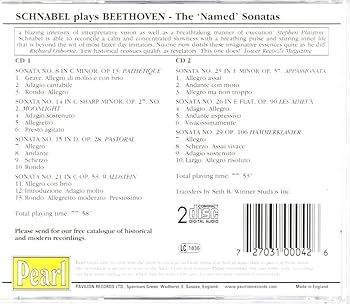 Amazon.co.jp: Schnabel Plays Beethoven: Named Sonatas