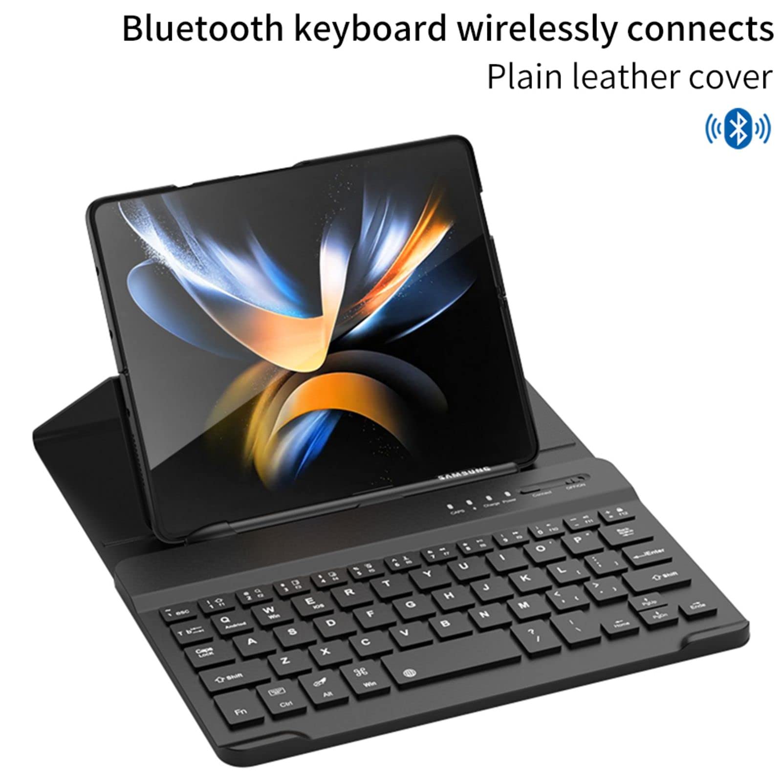 Custodia Mate Xs klawiatura Bluetooth magnetyczne etui z klapką + pióro + otwór na długopis + szklana folia, skórzane etui folio kompatybilne z Huawei Mate X (2)