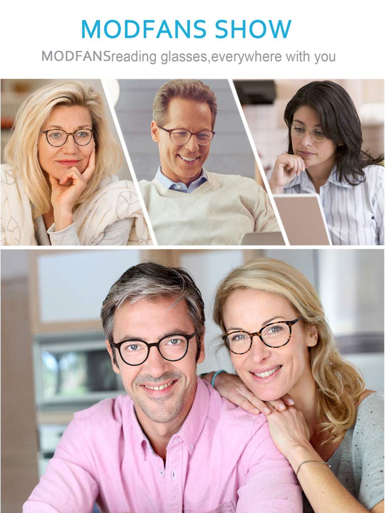 MODFANS Un Pack de 4 Gafas de Lectura/Gafas para Presbicia para Hombres y Mujeres,Buena Vision Ligeras Comodas,Vista de Cerca/Vista Cansada