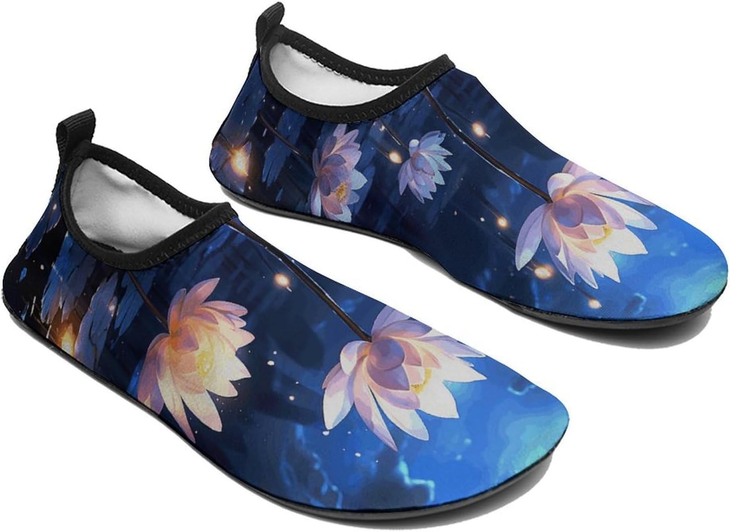 Water Shoes for Women Men Swim Beach Shoes Quick Dry Barefoot Aqua Shoes Night Flowers Sport Shoes Hiking Shoes 9/10women,7/8men
