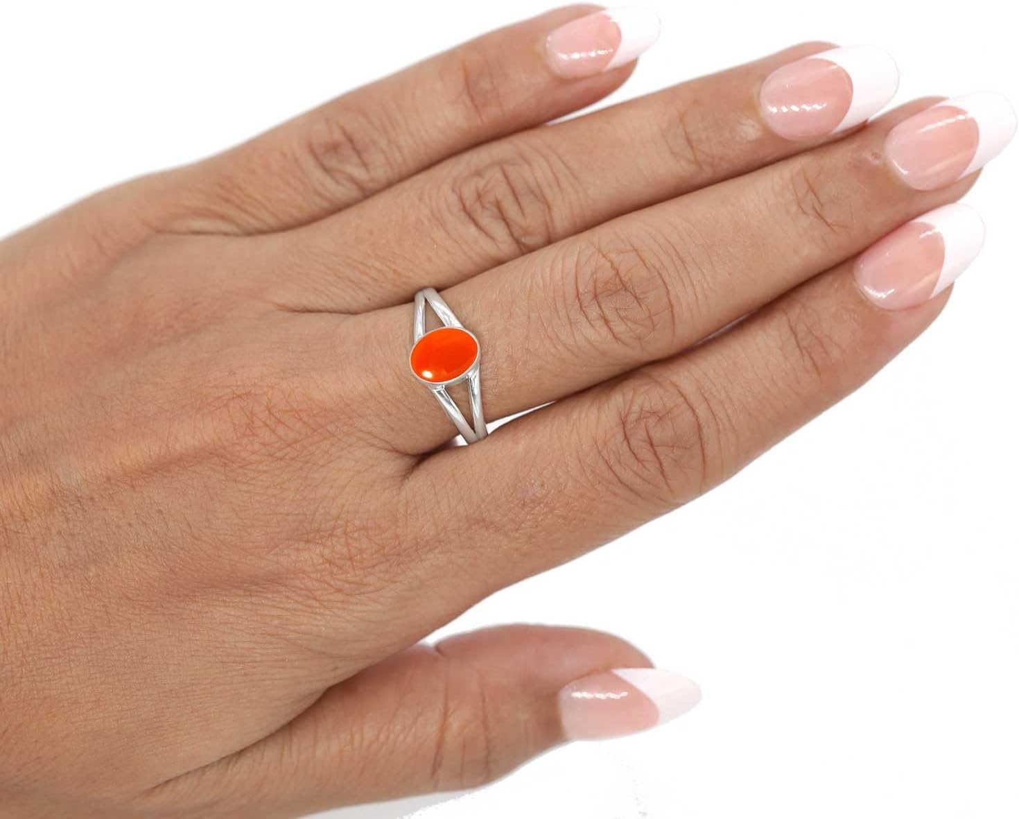 Handmade Genuine 925 Sterling Silver Adjustable Ring Natural Gemstone Amber, Turquoise, Pearl, Garnet Oval Boho Jewelry For Women
