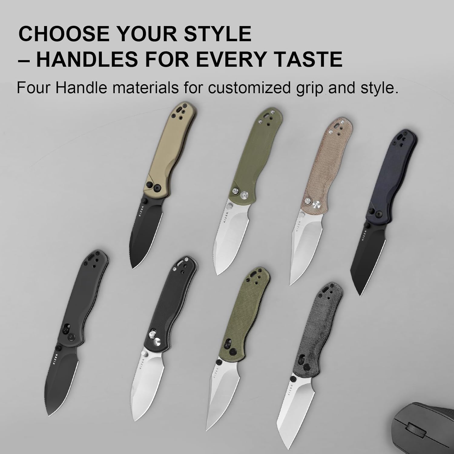 Kizer Drop Bear 2 Taschenmesser, 7,21 cm AEB-L Drop Point Klinge Klappmesser mit Schwarzem G10 Griff, Clutch Lock EDC Messer mit Riffelung auf dem Rücken für Männer und Frauen V3619.2KD1