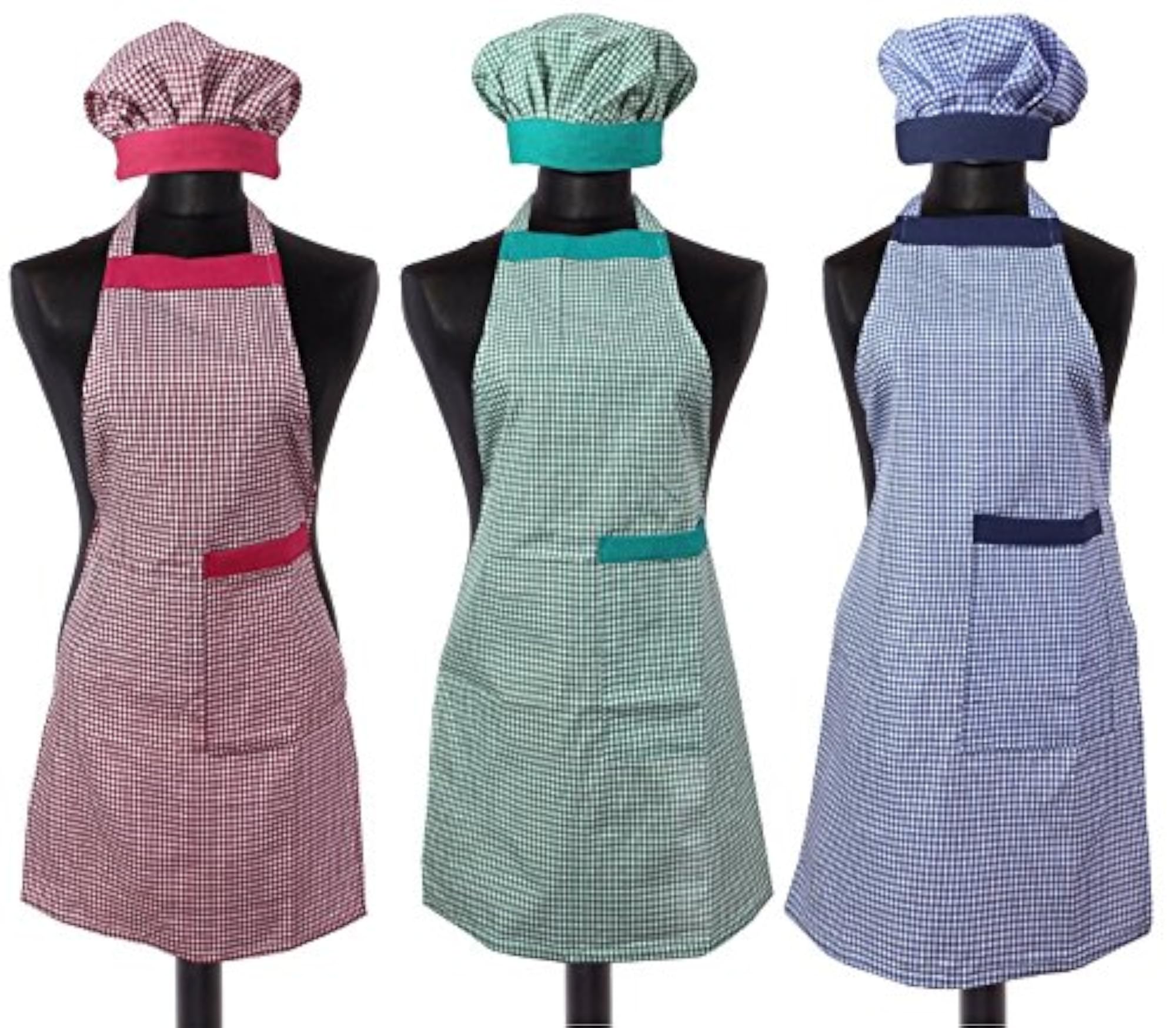 Cotton Kitchen Apron With Cap Combo Set of 3