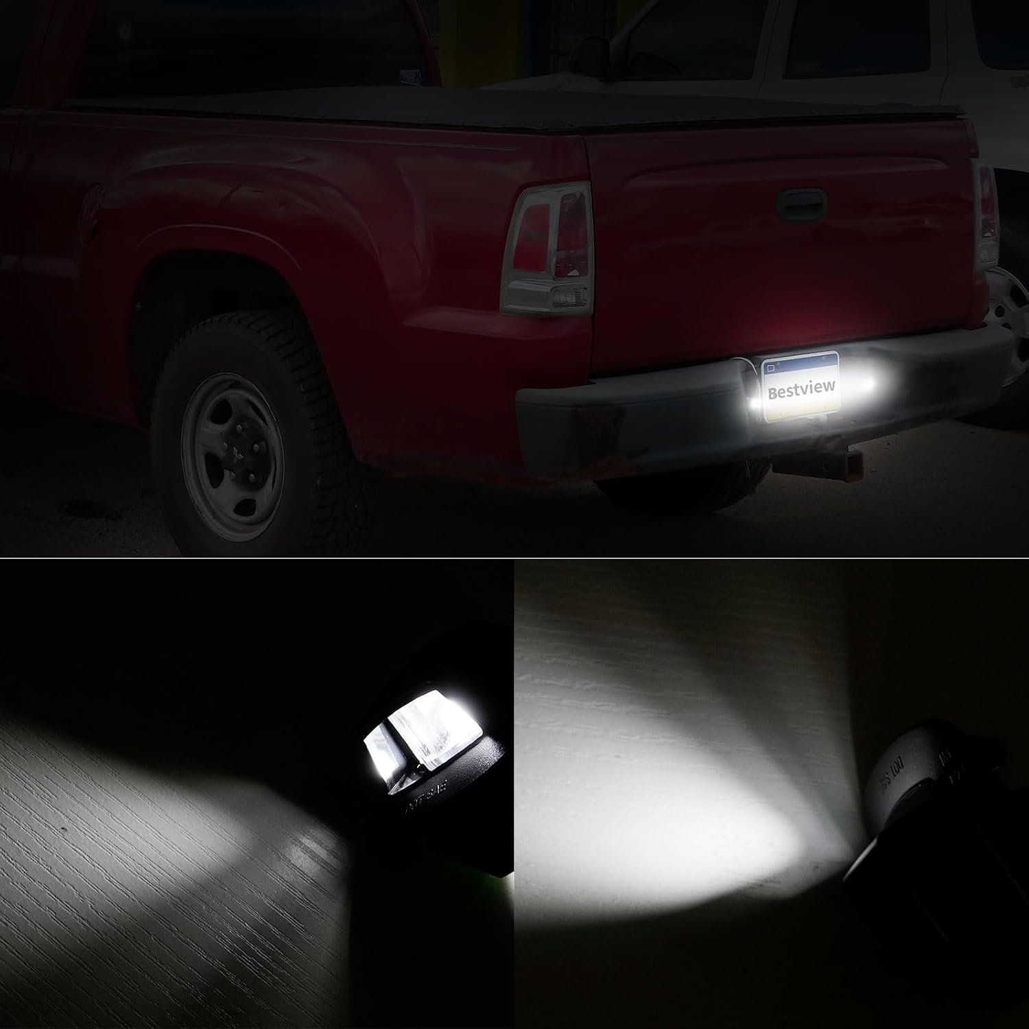 Bestview License Plate Lights Tag Lamp with Black Housing Cover 6000K White Bulbs Assembly Replacement for Dodge Dakota 1997-2011 Pickup Truck(Pack of 2)