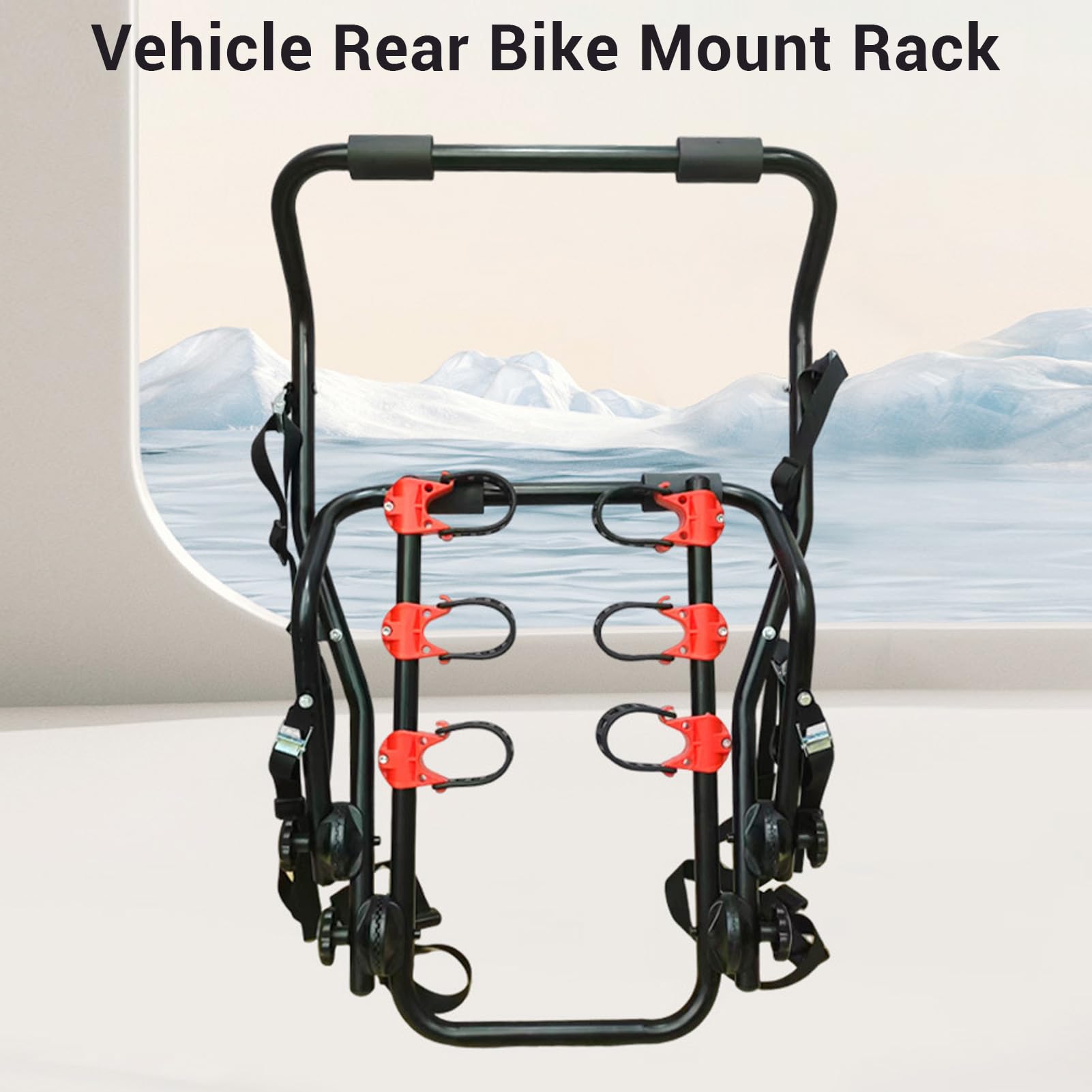 Fabater Soporte Trasero para Bicicleta para Vehículo, Hebillas de Goma Suave, Hebillas de Hierro Premium, Soporte para Bicicleta para Coche, para Colgante Trasero con Correas de Poliéster