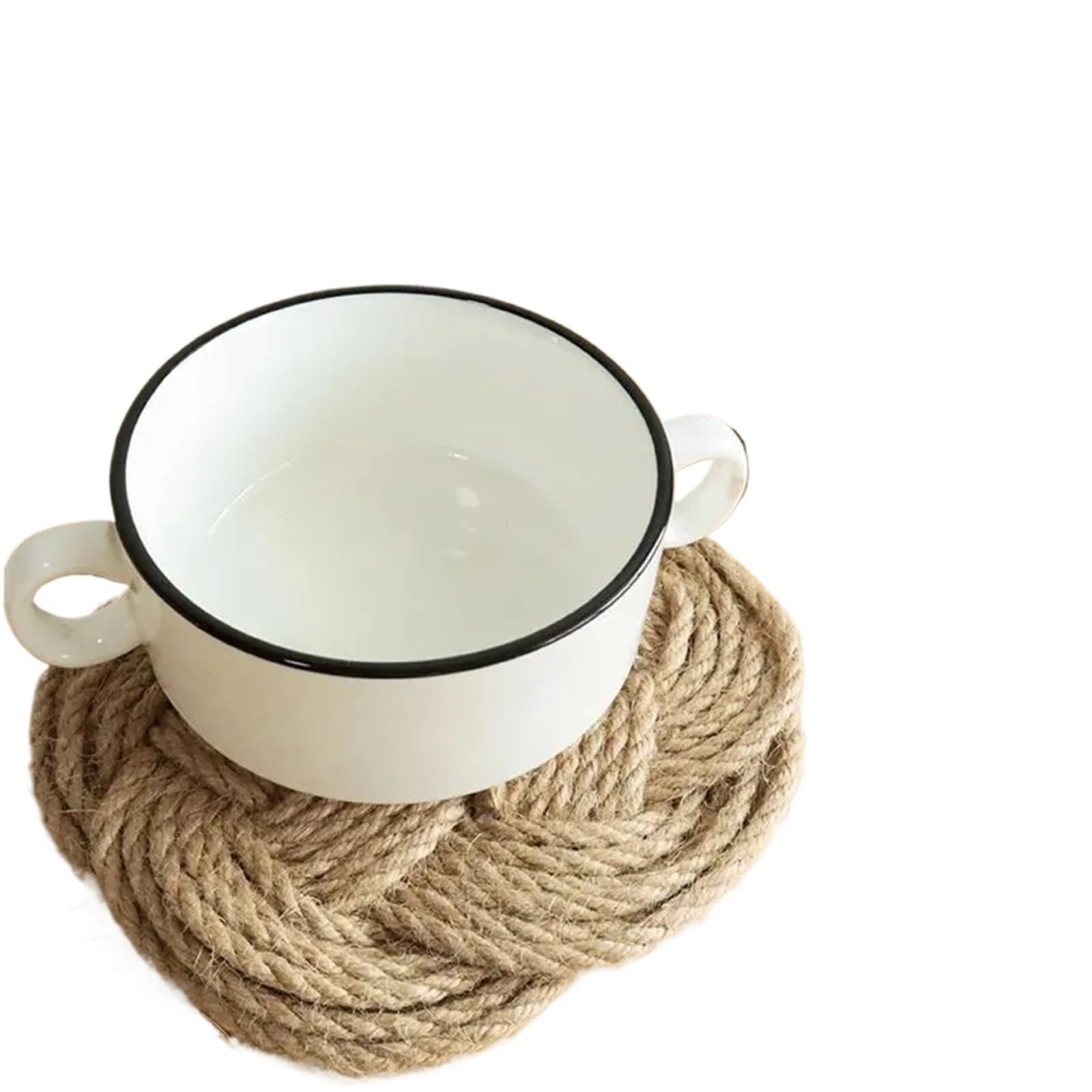 Sottopiatti Rattan Cuscinetto isolante circolare alla moda, realizzato in materiale di cotone e lino, adatto a casa, cucina, tazza, piatto, tavolo da pranzo
